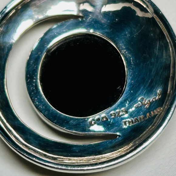 Vintage 925 David Sigal Sterling Silver & Onyx, Pavé CZ Leopard enameled Pendant - Picture 9 of 15